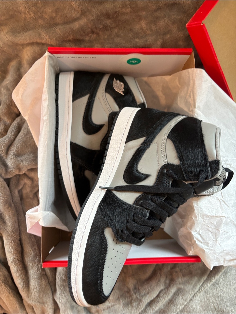 Nike Air Jordan 1 High Black and Grey Pony Hair